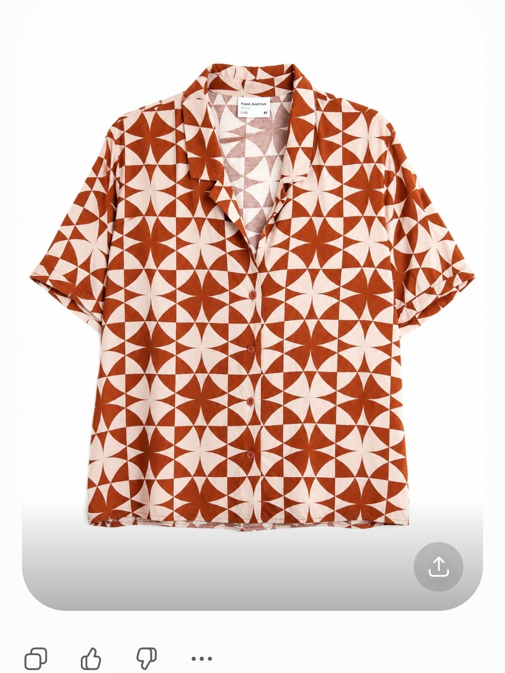 Frank & Oak Printed Camp Collar Blouse ECOVERO Large